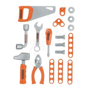 Sada 6 druhov pracovných nástrojov Tools Set Black&Decker Smoby s montážnymi dielmi