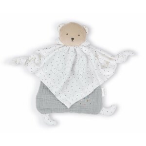 Textilný medveď šedý Organic Cotton Doudou Bear Grey Kaloo na maznanie do postieľky 20 cm v darčekovom balení od 0 mes