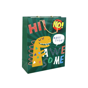mamido Papierová darčeková taška Zelený dinosaurus 32cm x 26cm x 10cm