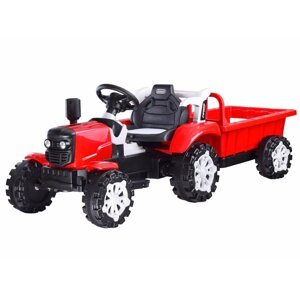 mamido Detský elektrický traktor s prívesom červený