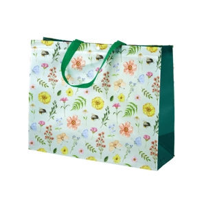 mamido  Darčeková taška Kvety Zelená 44,5 cm x 35,5 cm x 15 cm