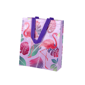 mamido  Darčeková taška s Flamingy Fialová 30,5 cm x 24,5 cm x 10 cm