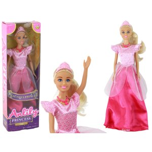 mamido  Bábika pre deti Anlily Princezná dlhé blond vlasy tiara ružové šaty